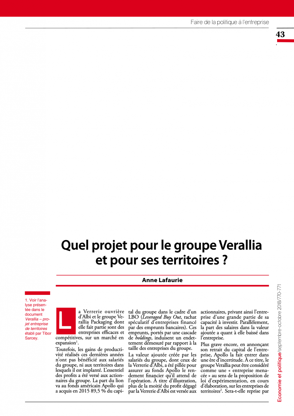 Quel projet pour le groupe Verallia et pour ses territoires ?