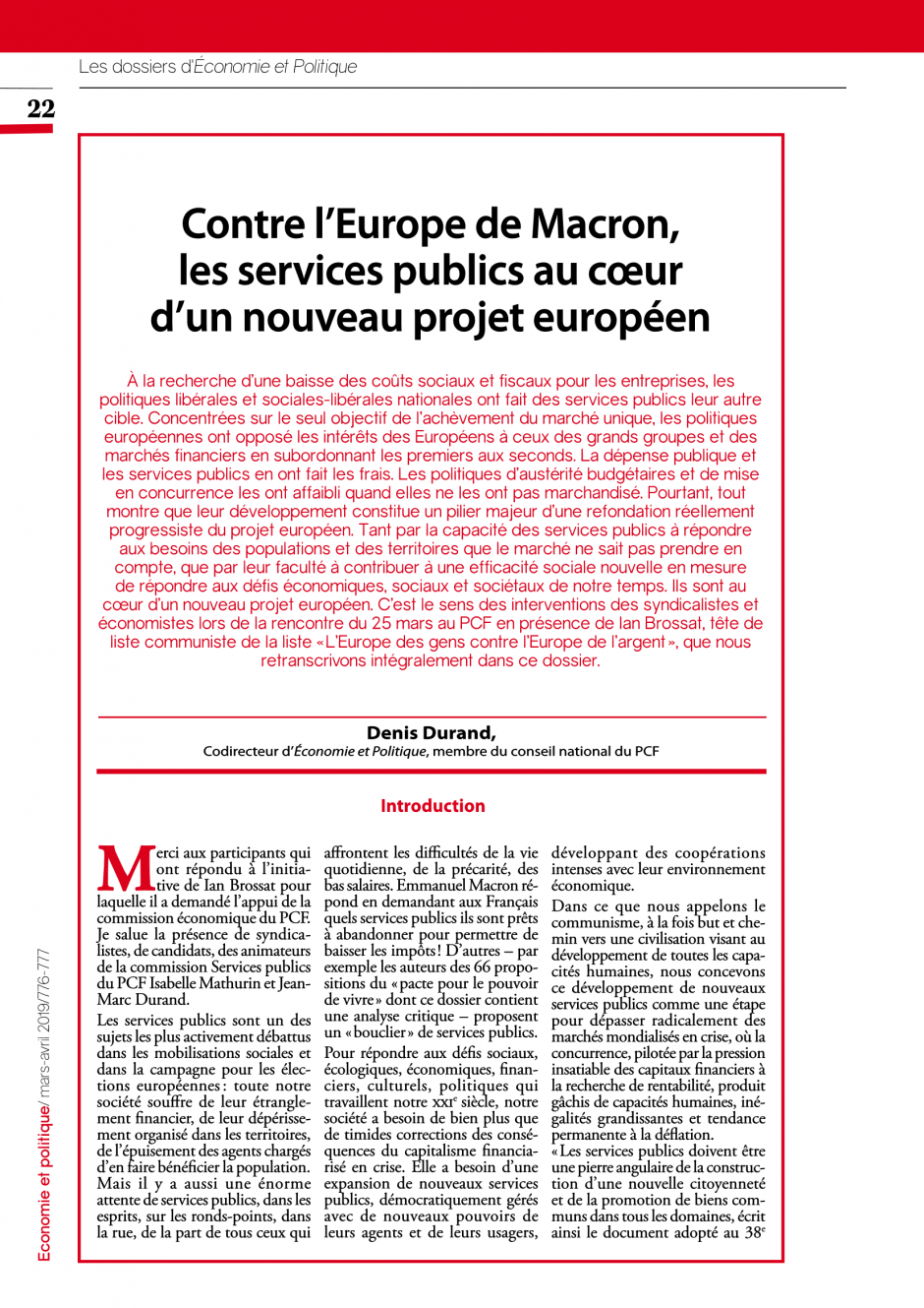 Contre l’Europe de Macron, les services publics au cœur d’un nouveau projet européen (colloque)