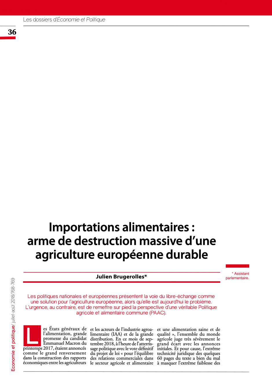 Importations alimentaires : arme de destruction massive d’une agriculture européenne durable
